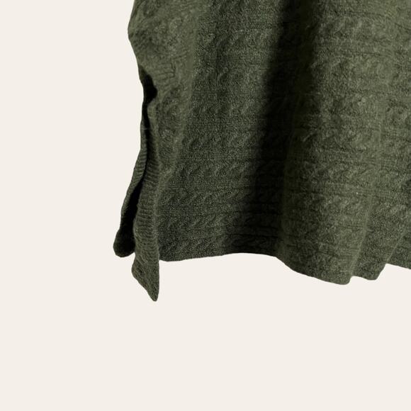 beachlunchlounge Olive Green Mock Neck Cable Knit Poncho Sweater Size M - Picture 6 of 10